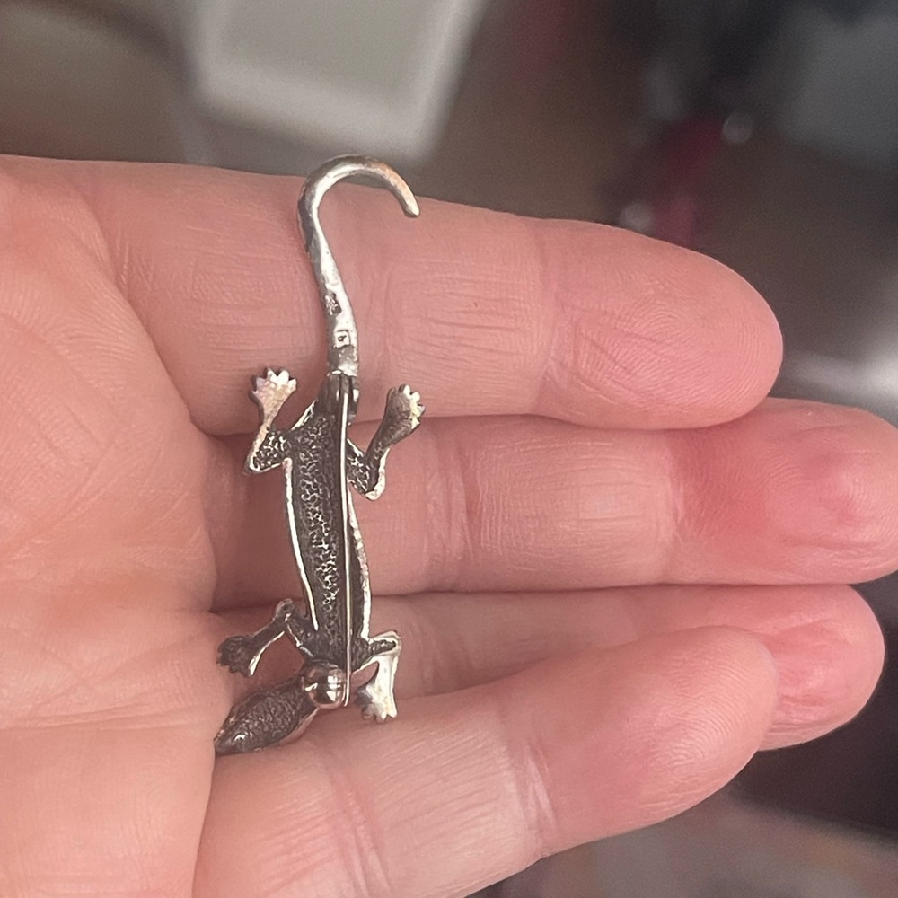 ⚜️Vintage Marcasite/STERLING SILVER Lizard Brooch Pin - Picture 3 of 6
